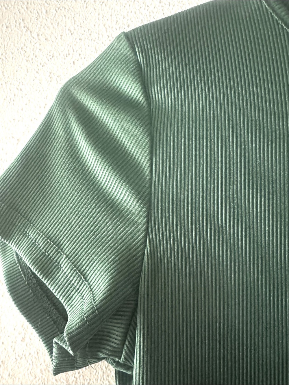 Forest Green Ribbed Crop Top Short Sleeve Scoop Neck XS - Picture 4 of 6